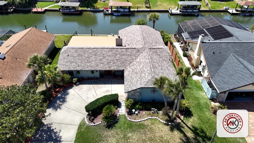 Palm Coast shingle roof replacement drone view