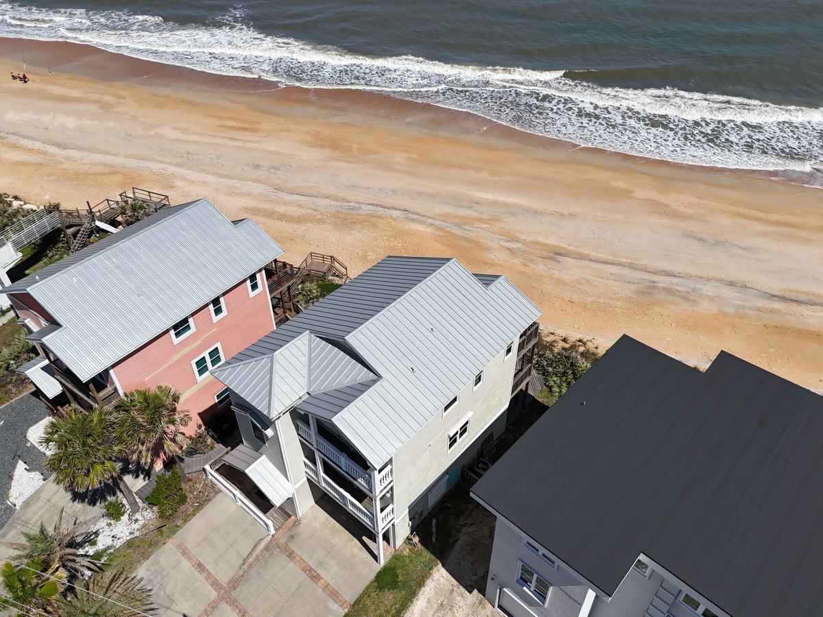 Standing seam metal roofs on Atlantic oceanfront homes in Palm Coast