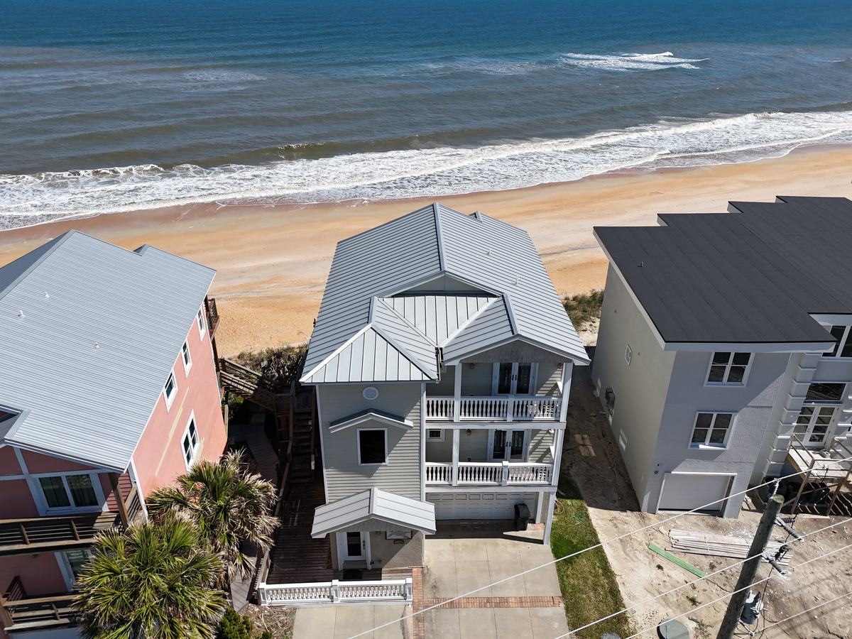 Standing seam metal roof on an oceanfront home in Flagler County, Florida