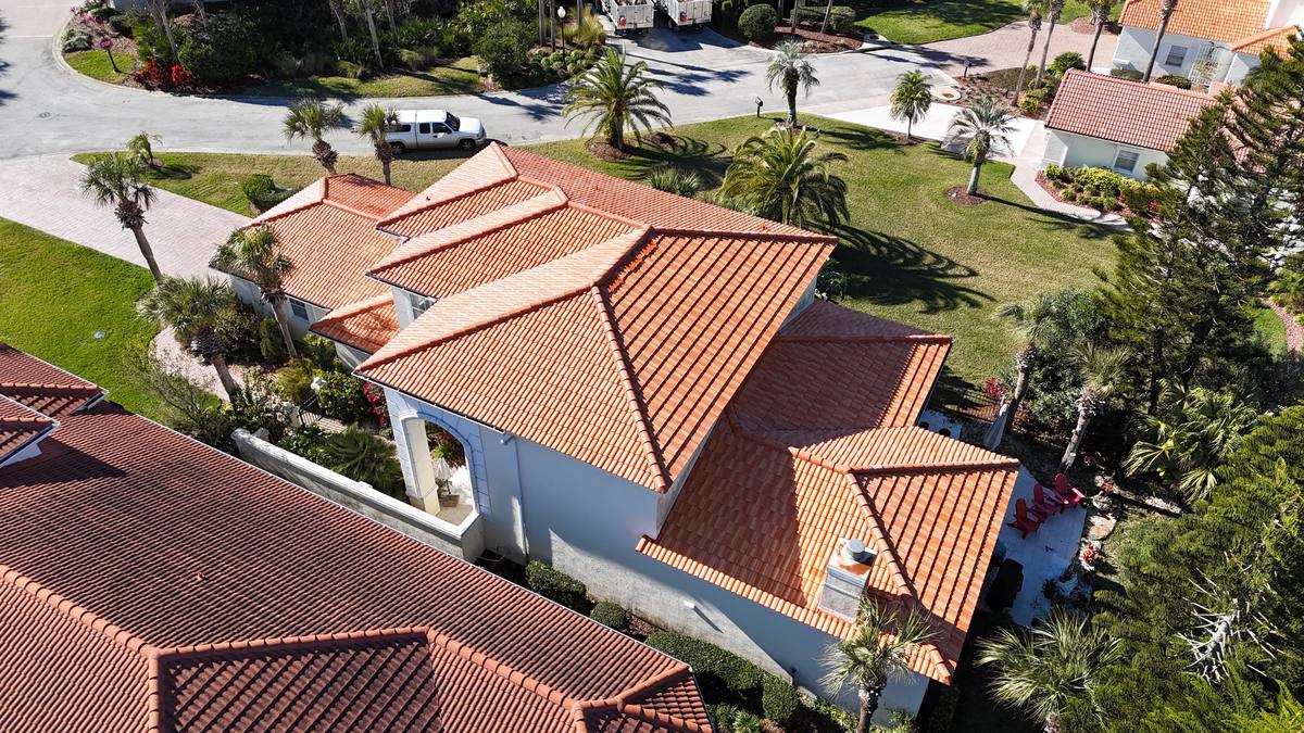 Clay tile roof on a waterfront estate in the La Costa community, Palm Coast