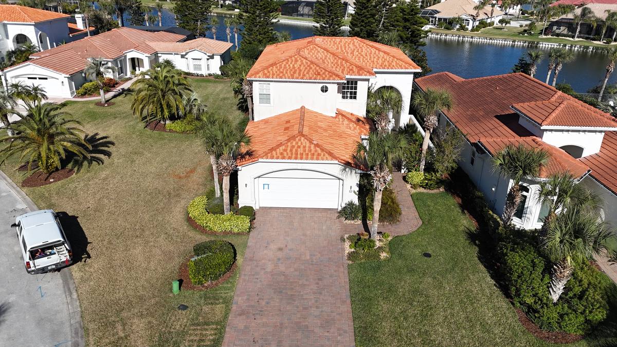 Barrel tile roof on a waterfront home in the La Costa community