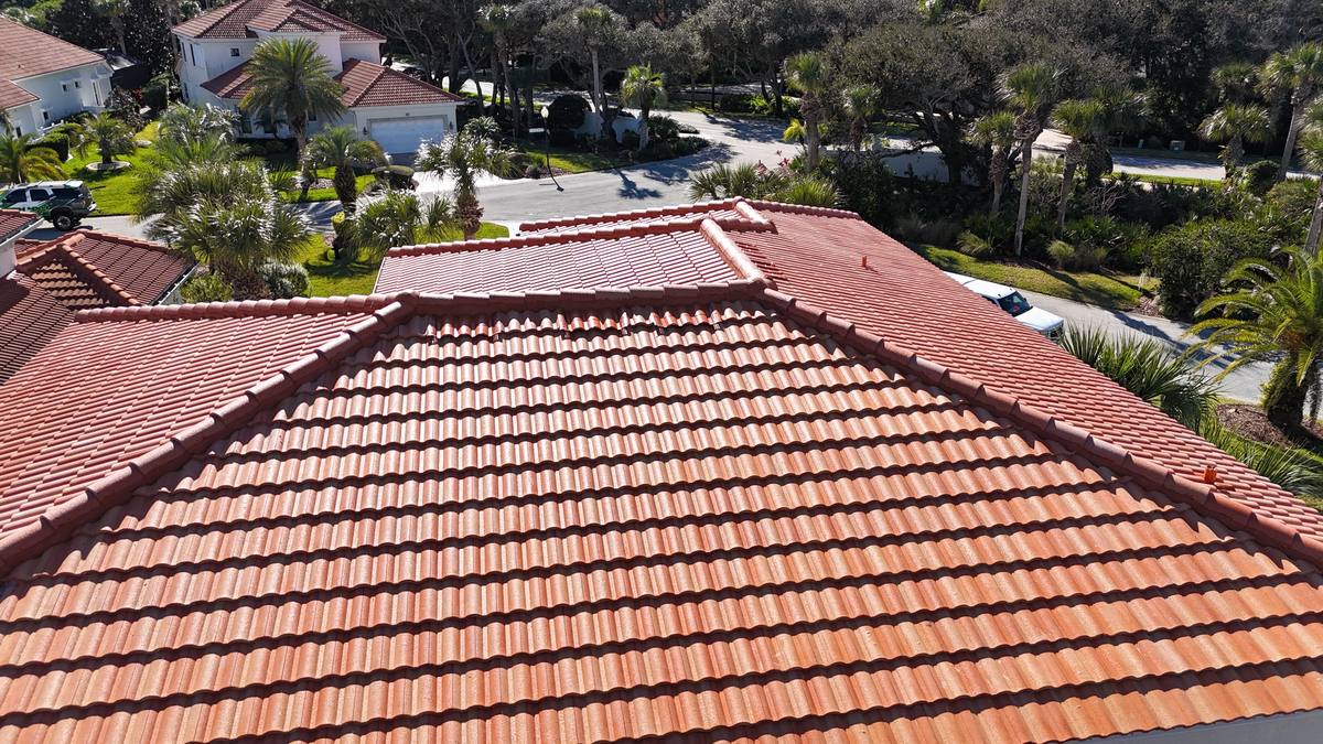 Concrete tile roof on a waterfront home in the La Costa community, Palm Coast